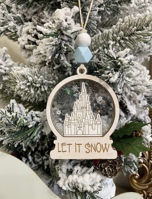 Let it snow castle shaker ornament